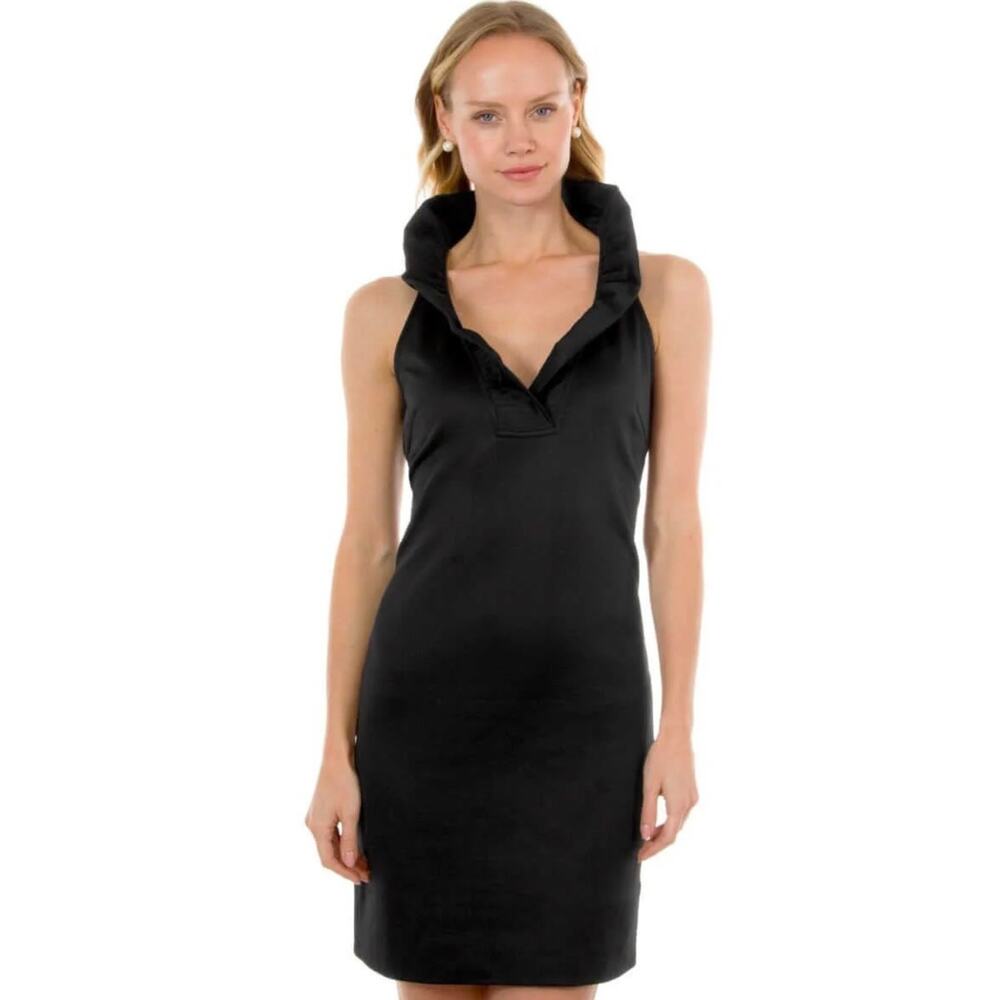 Gretchen Scott Jersey Ruffneck Sleeveless Classic Little Black Dress XS NWT